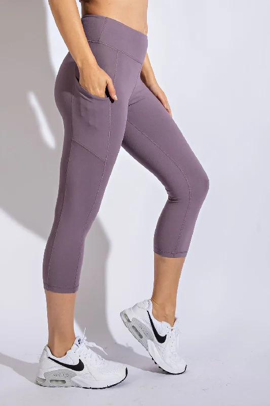 Butter Soft High Waist Capri Leggings with Pockets Comfortable Zip-Up Leggings
