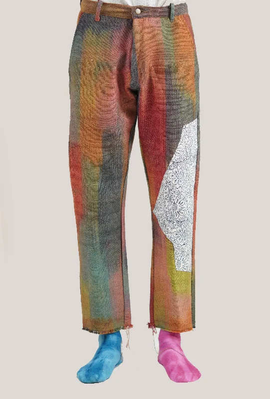 Yarn Dyed Patch Trousers Trousers chic elegant