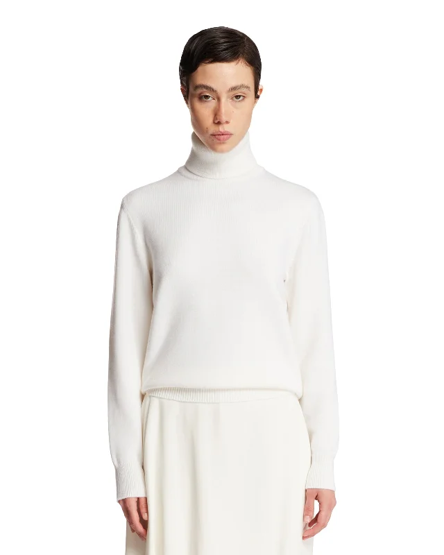 Pullover A Collo Alto Bianco Seamless Knit Pullover
