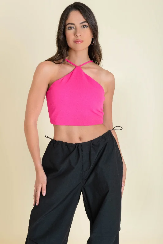 Crop top halter con tirantes Hooded Caped Shawl Collar