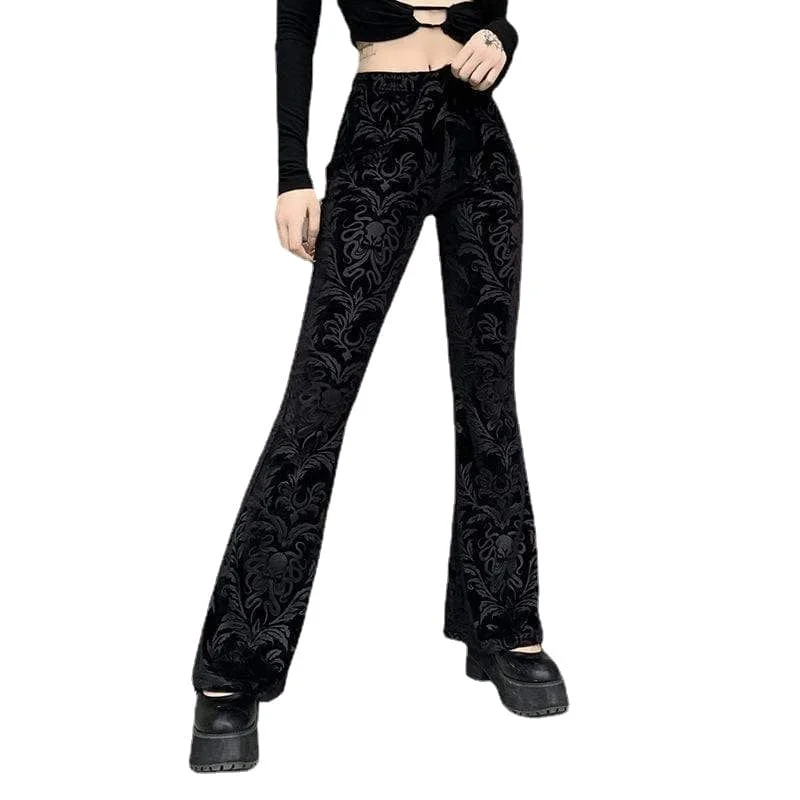 Women's Gothic Jacquard Velet Flared Trousers Trousers chic elegant