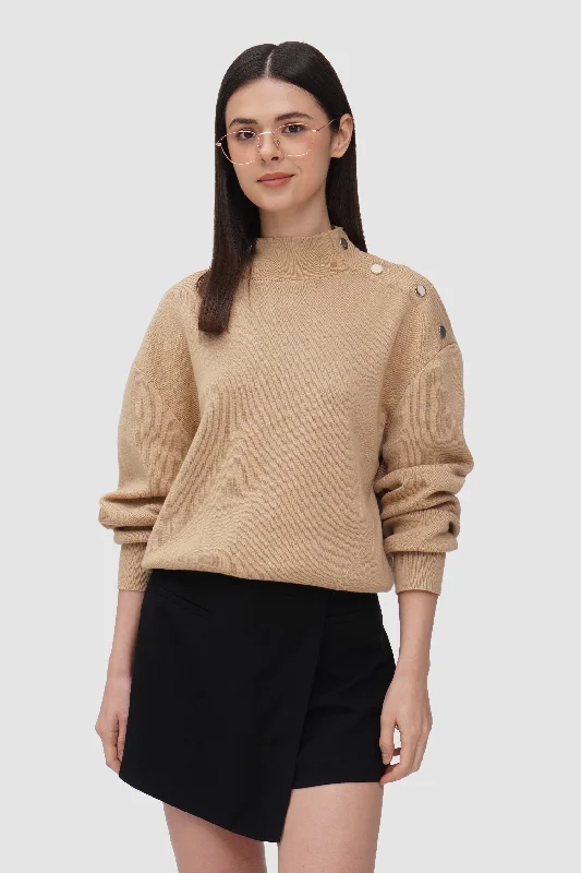 Pullover With Button Detail Fleece Warm Pullover