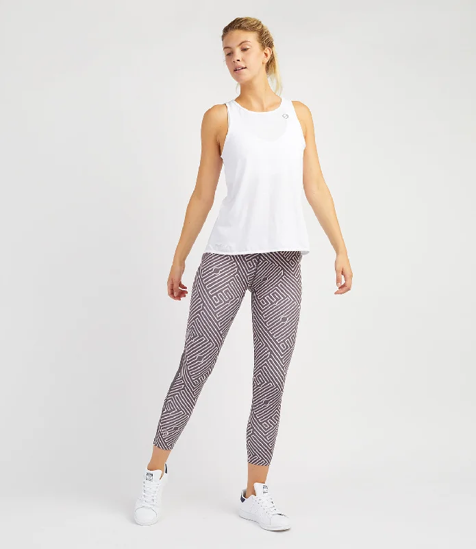 Louise 7/8 Leggings- Anthracite/Pale Rose Print Cozy Ribbed Leggings
