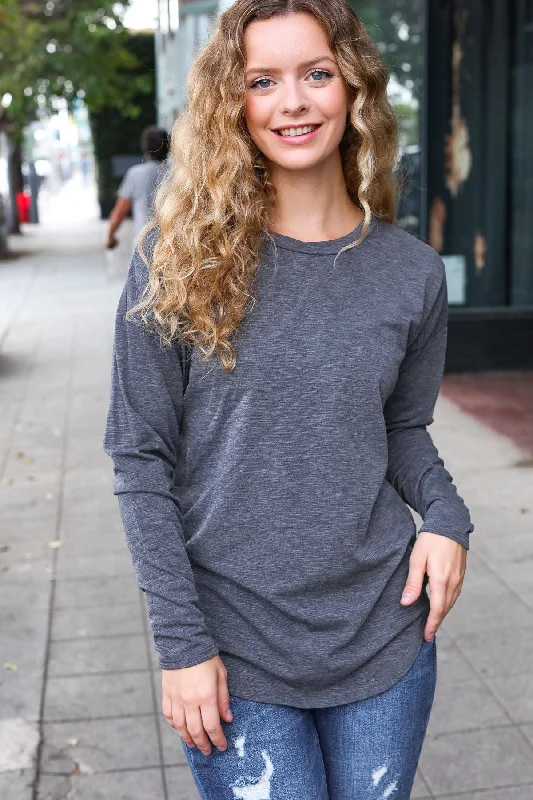 Casual Chic Solid Grey Fitted Long Sleeve Terry Pullover Short Sleeve Top