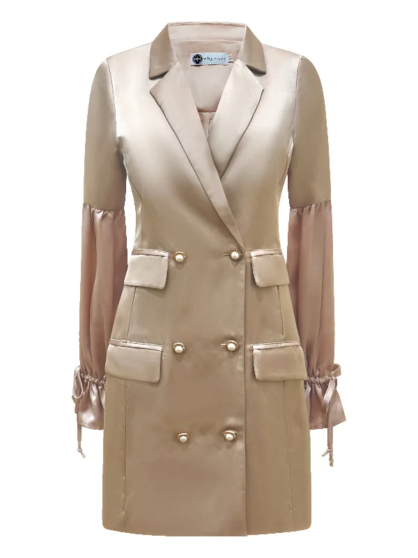 Why Mary "Coco Crush" Champagne Nude Coat Dress Parka Anorak Hoodie