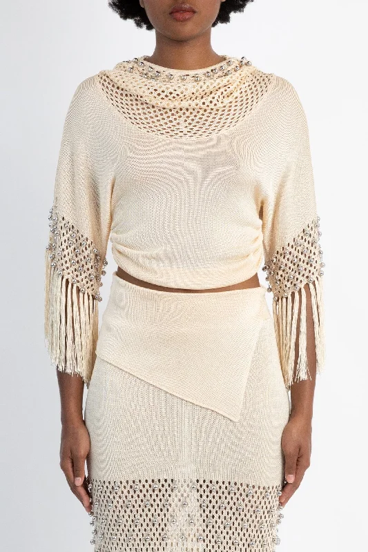 Rabanne Knit Pullover in Nude Fleece Warm Pullover