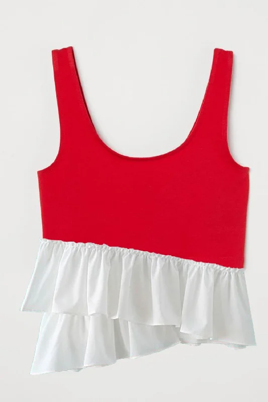 Red Devil Crop Top Spandex Blend Rayon Blend Denim Blend