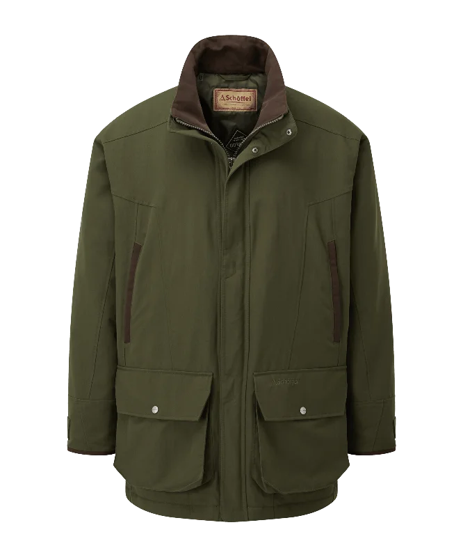Ptarmigan Classic Coat - Hunter Green Denim Leather Suede