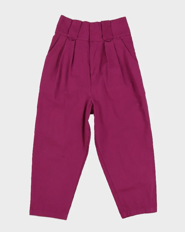 00s Pink High Waisted Trousers - W27 L21 Trousers Vintage Classic