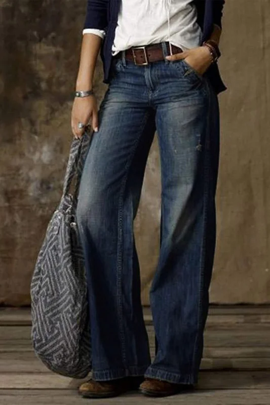 WOMEN'S JEANS PANTS TROUSERS DISTRESSED JEANS FULL LENGTH DENIM POCKET MICRO-ELASTIC MID WAIST FASHION STREETWEAR STREET DAILY Trousers stylish elegant WOMEN'S JEANS PANTS TROUSERS DISTRESSED JEANS FULL LENGTH DENIM POCKET MICRO-ELASTIC MID WAIST FASHION STREETWEAR STREET DAILY Trousers stylish elegant