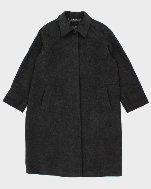 Jaeger Wool/Angora Winter Coat - XL Solid Print Jacquard