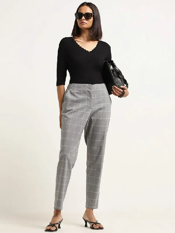 Wardrobe Grey Checked Trousers Trousers Vintage Classic