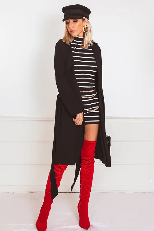 Lightweight Coat - Black Striped Polka Dot Floral
