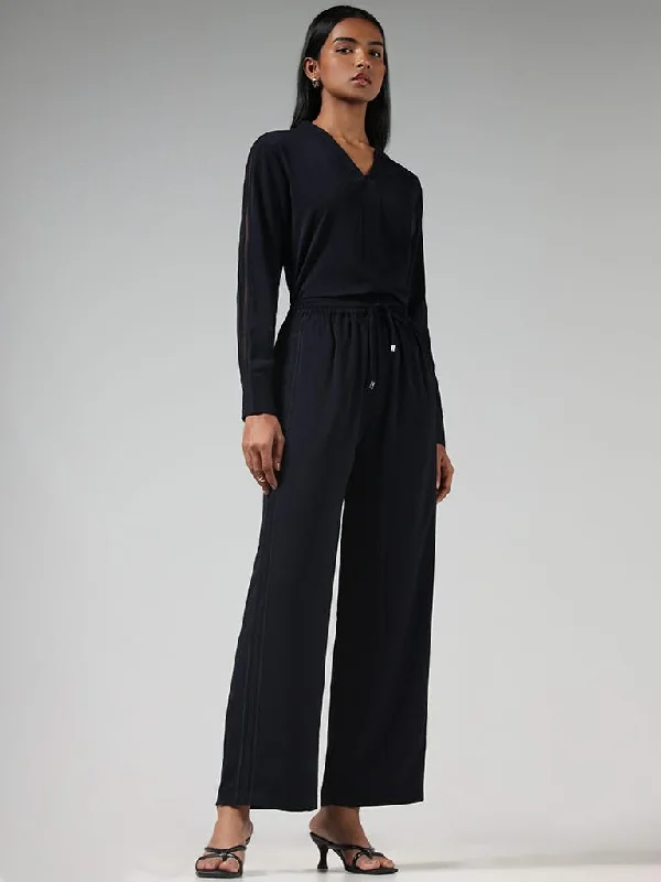 Wardrobe Solid Navy Trousers Trousers Travel Practical