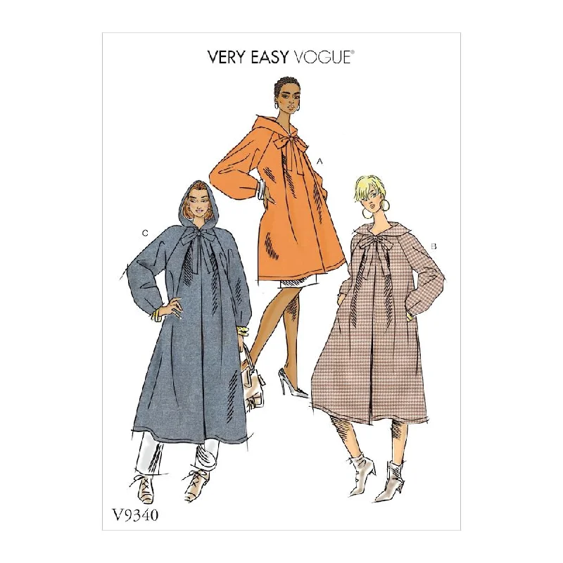 Vogue Pattern V9340 Misses' Coat Raincoat Turtleneck Coat Wrap Coat