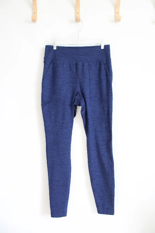 Lands' End Blue Athletic Leggings | 10/12 Fashionable Ribbed Knit Leggings