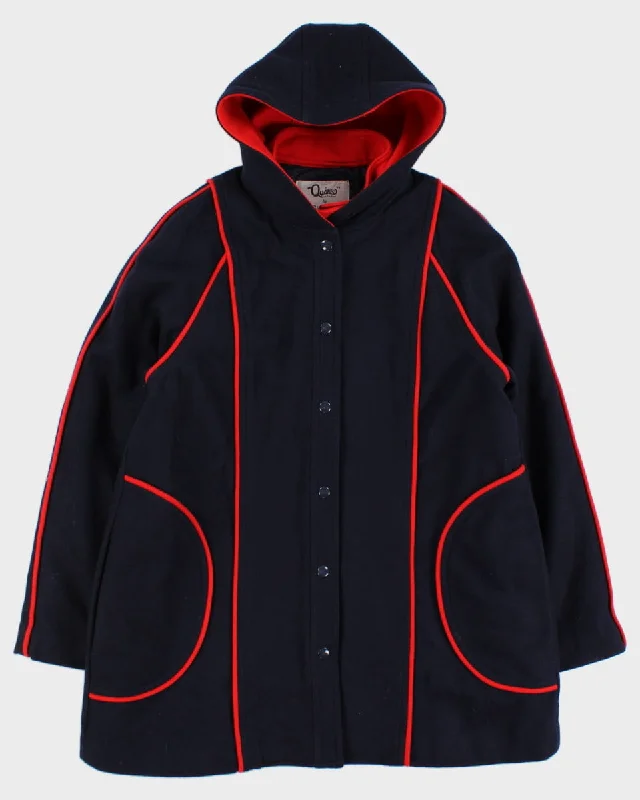 Vintage 50s Qustas by Prime Source Navy Coat - M Print Jacquard Embroidered