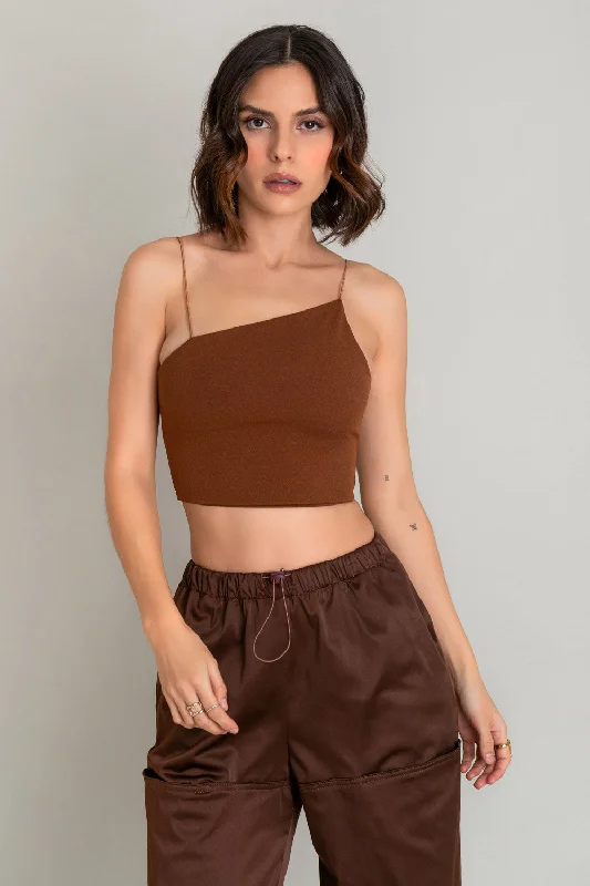Crop top tirantes escote diagonal Fashionable Trendy Casual