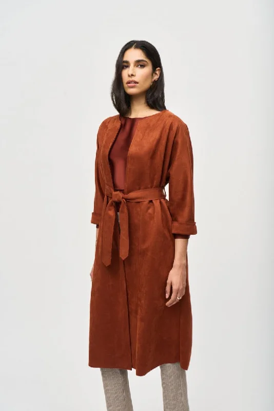 Joseph Ribkoff Cinnamon Suede Straight Coat 243037 Front Pockets Side Pockets Patch Pockets Joseph Ribkoff Cinnamon Suede Straight Coat 243037 Front Pockets Side Pockets Patch Pockets