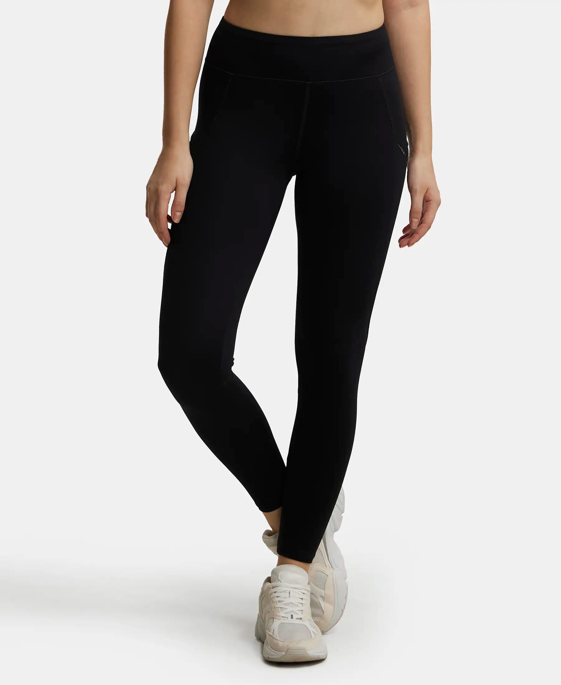 Tactel Microfiber Elastane Stretch Performance Leggings with Broadwaistband & Side Pockets - Black Trendy Colorblock Print Leggings Tactel Microfiber Elastane Stretch Performance Leggings with Broadwaistband & Side Pockets - Black Trendy Colorblock Print Leggings