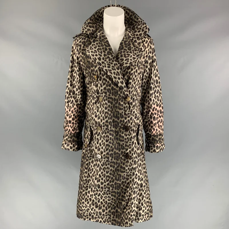 LANVIN Fall 2010 by Alber Elbaz Size 8 Taupe Brown Animal Print Trench Coat Elasticated Drawstring Belted LANVIN Fall 2010 by Alber Elbaz Size 8 Taupe Brown Animal Print Trench Coat Elasticated Drawstring Belted