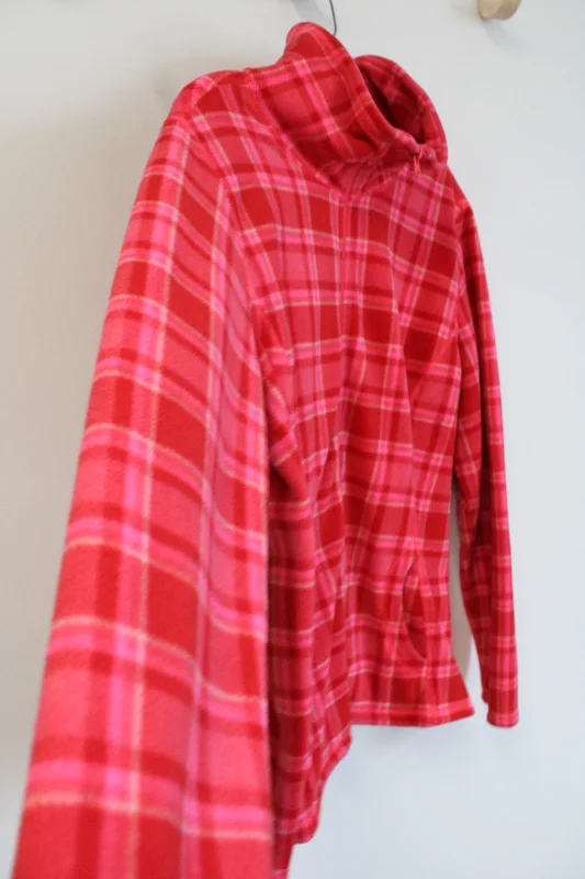 Old Navy Pink Plaid Fleece 1/4 Zip Pullover | XL Seamless Knit Pullover