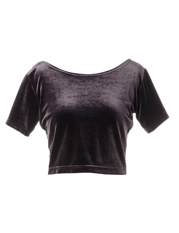 Label Velvet Low Back Crop Top Modern Contemporary Chic