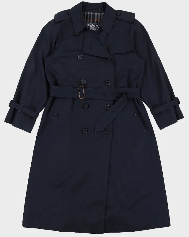 Vintage 70s Burberrys Navy Double Breasted Coat - M/L Fleece Down Feather