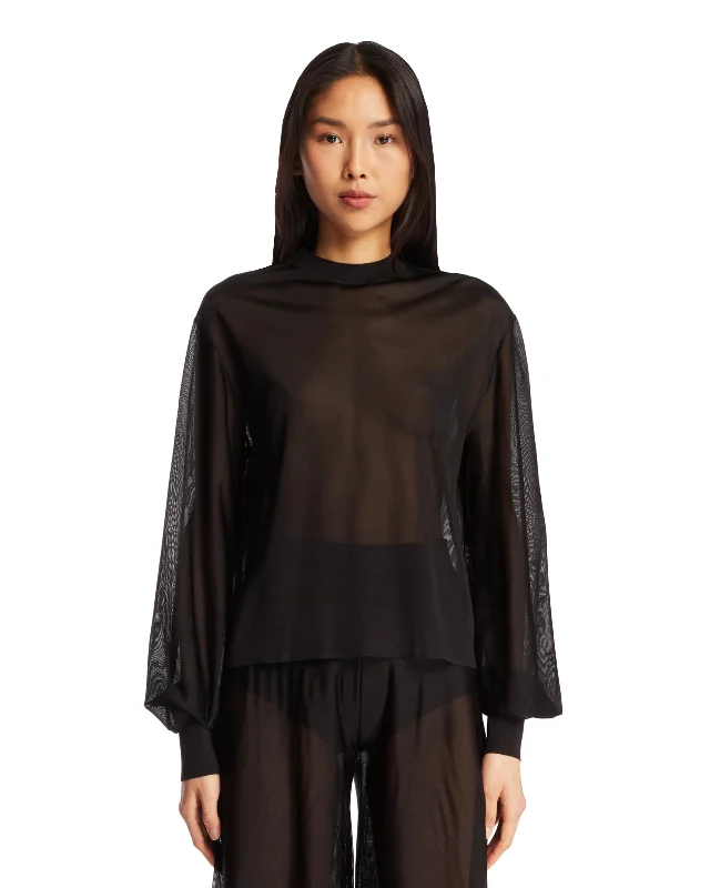 Pullover In Viscosa Ampio Nero Button Front Sweater