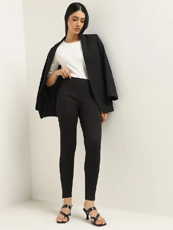 Wardrobe Black Checks Trousers Trousers Evening Elegant