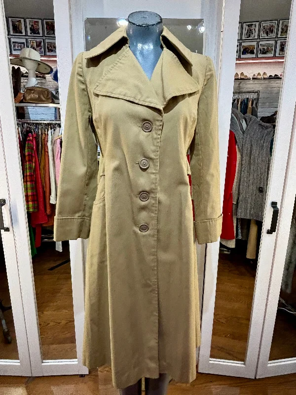 70’s khaki A-line Trench coat Anorak Windbreaker Fleece