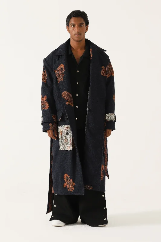 HAND BLOCK PRINT PATCHWORK LONG COAT Stole Shawl Scarf