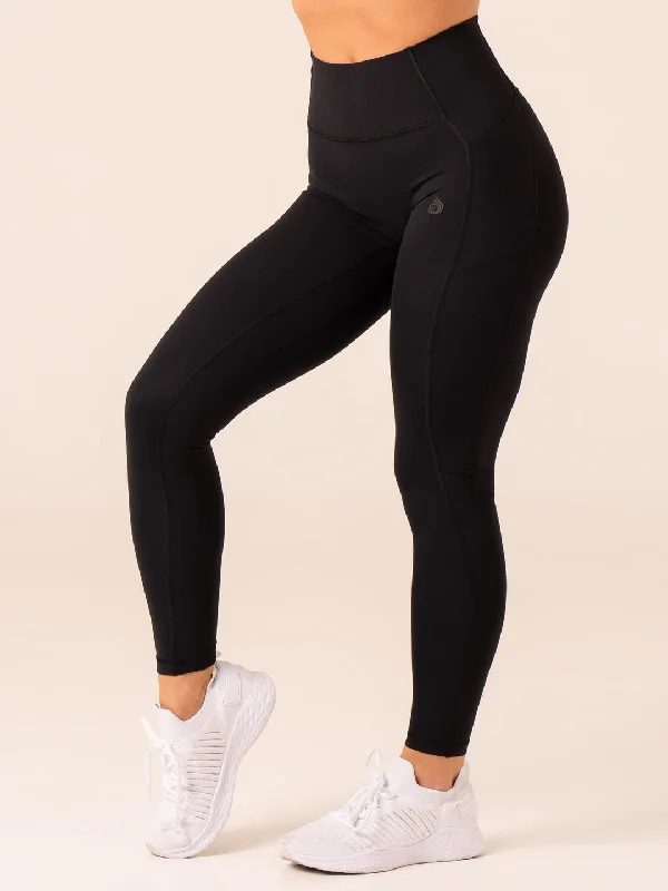 Ryderwear | NKD Pocket Leggings - Black Fashionable High-Rise Workout Leggings
