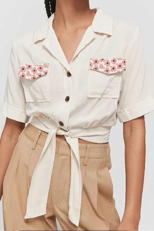 Flwlss White Crop Top Spandex Blend Rayon Blend Denim Blend