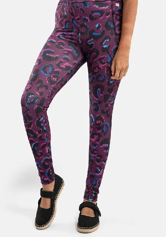 Rene Scribble Animal Print Popsy Leggings Cozy Mid-Rise Workout Leggings