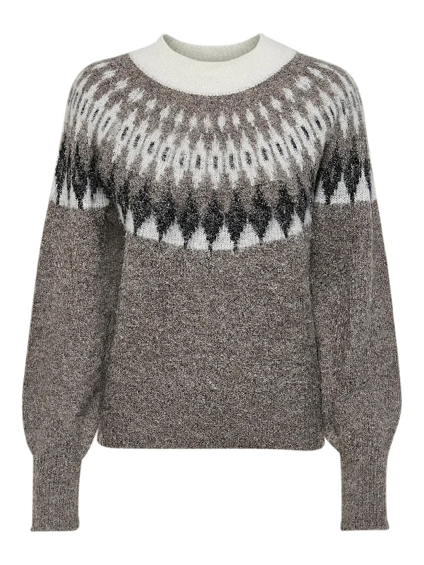 JDY Trish - Jacquard pullover strik Open Neck Pullover