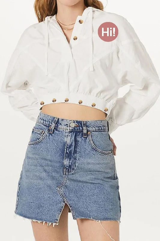 Mehodi White Crop Top Lace Blend Ribbed Blend Corduroy Blend