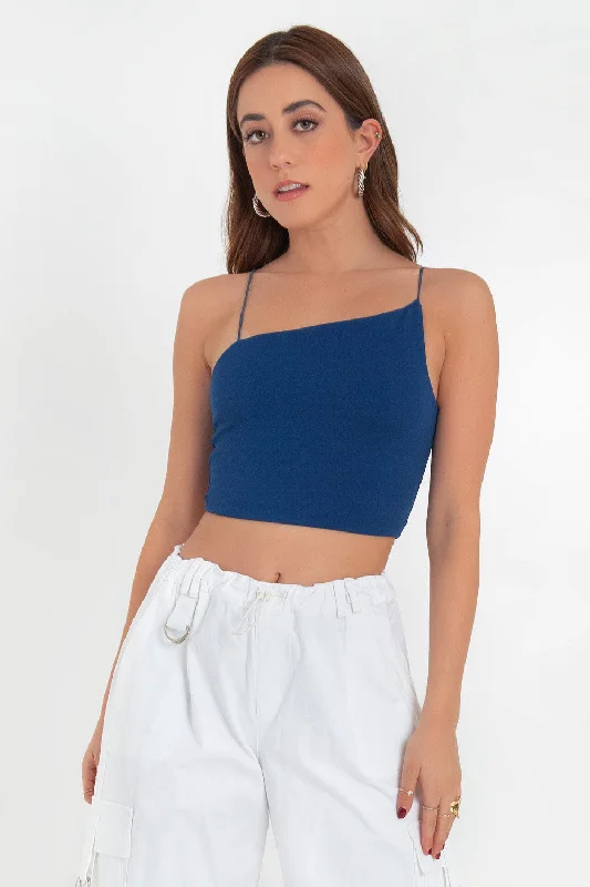 Crop top tirantes escote diagonal Elegant Classic Vintage