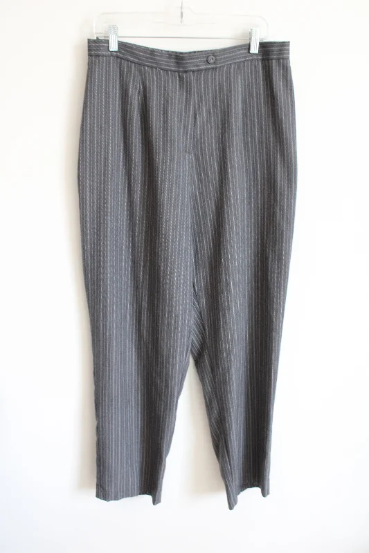 Fashion Bug Gray Pinstripe Trouser Pant | 14/16 Trousers Elastic Waist Soft