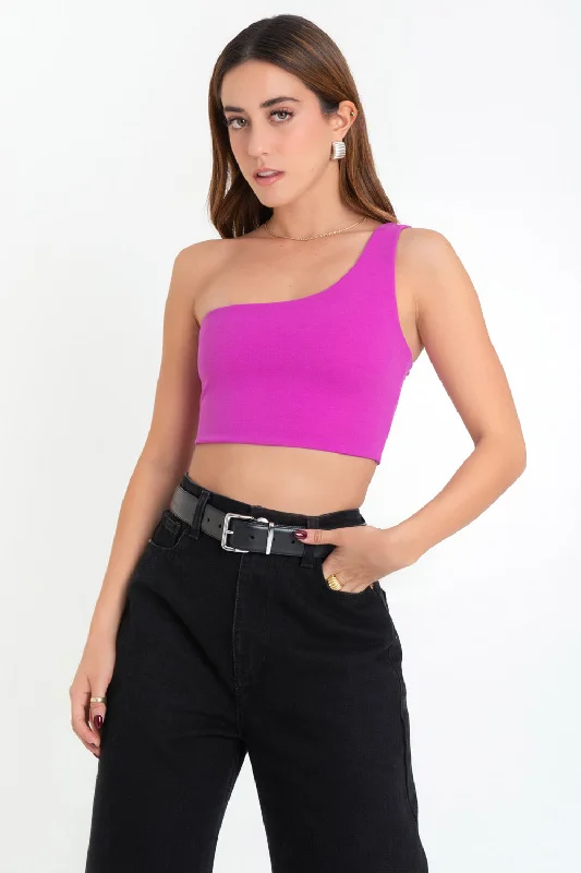 Crop top asimétrico un hombro Thin Crop Top Open Front Quick Dry