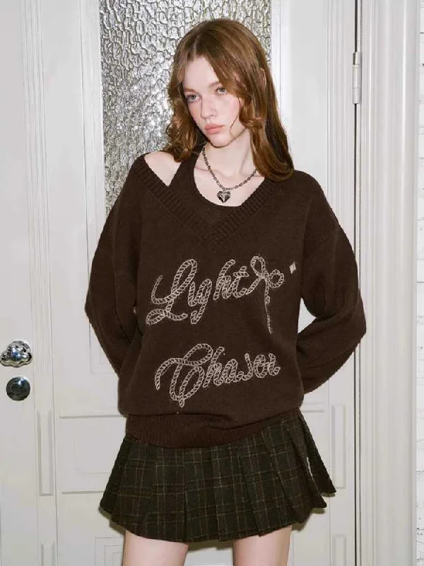 Two-Piece Pullover Knit Sweater Flutter Sleeve Feminine