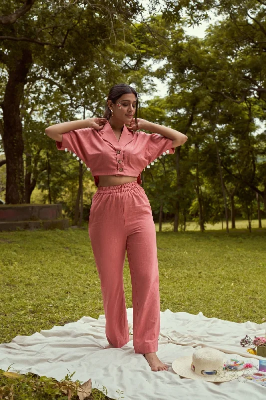 Blooming Ruffino Handloom Cotton Trousers Trousers Leather Faux