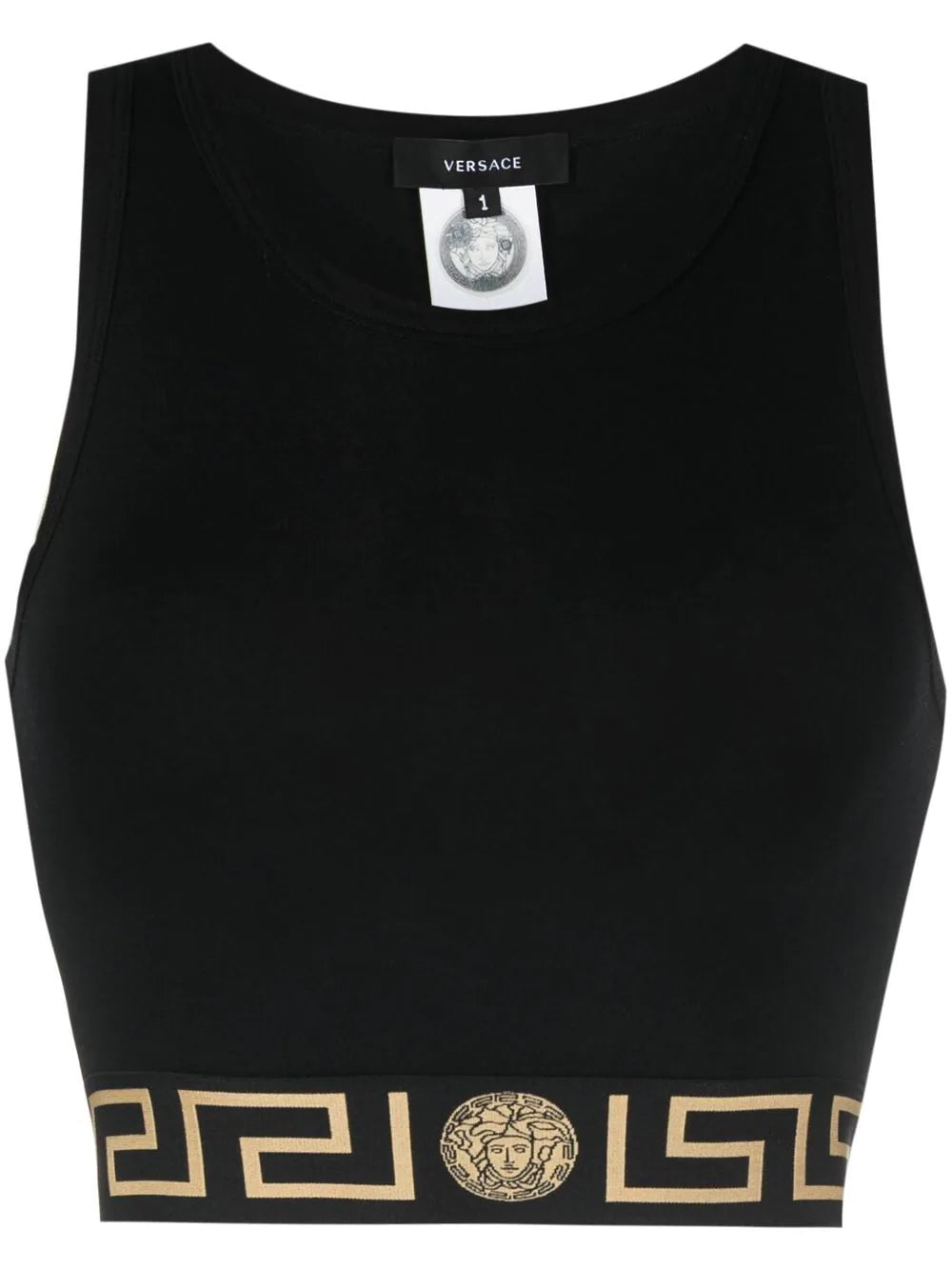 Versace Black Greca Crop Top Plaid Crop Top Polka Dot Checkered