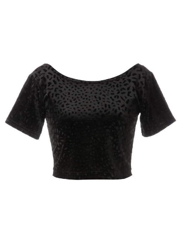 Label Velvet Low Back Crop Top Handmade Hand-knitted Hand-woven