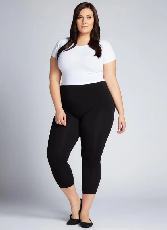 Bamboo Curvy 3/4 Leggings Classic Solid Color Leggings