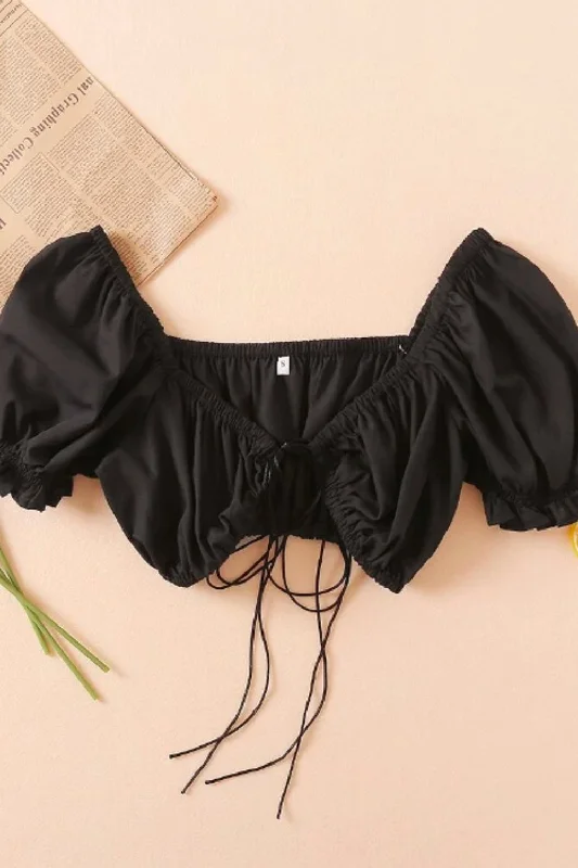 Black Sweetheart Neck Crop Top Faux Fur Fabric Real Fur Fabric Shearling Fabric