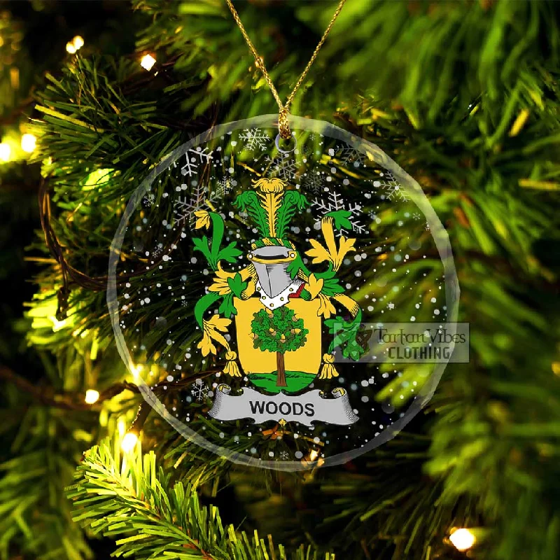 Woods Irish Clan Christmas Glass Ornament with Coat of Arms Square Neck One-Shoulder Off-the-Shoulder Woods Irish Clan Christmas Glass Ornament with Coat of Arms Square Neck One-Shoulder Off-the-Shoulder