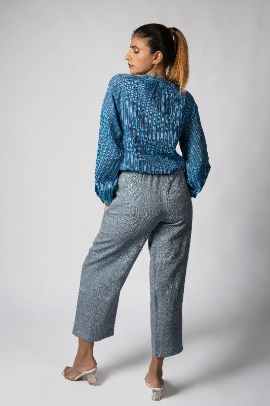 VERA Handloom Linen Blue Trousers Trousers Office Stylish