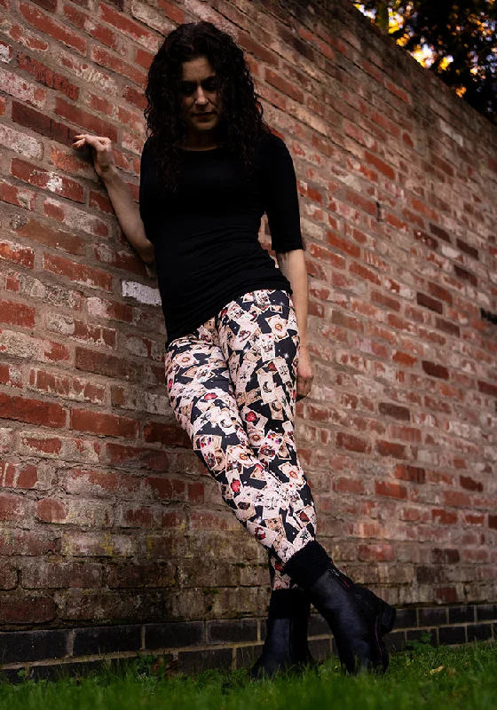 Rene Falling Tarot Cards Print Popsy Leggings Trendy Flared Leggings