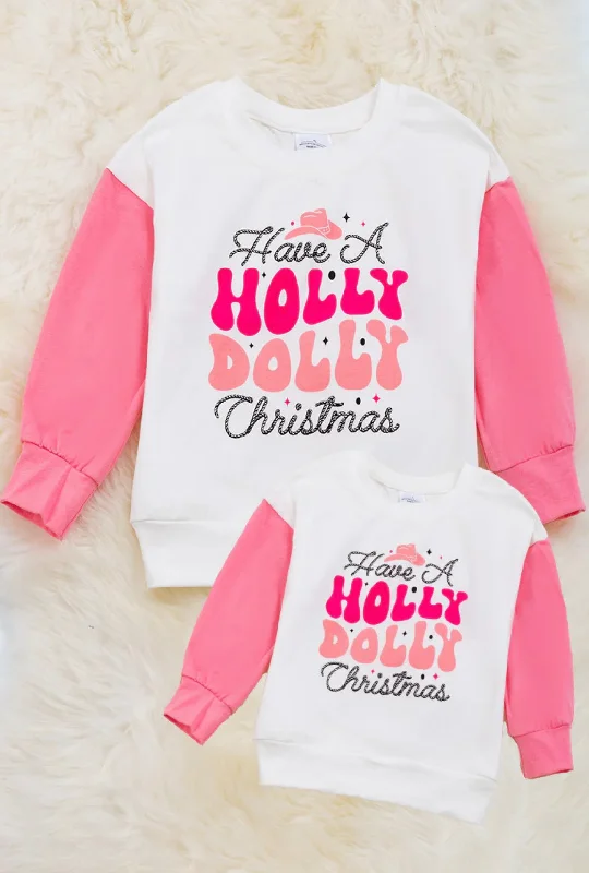 Holly Dolly Christmas Pullover Slim Sleeve Pullover
